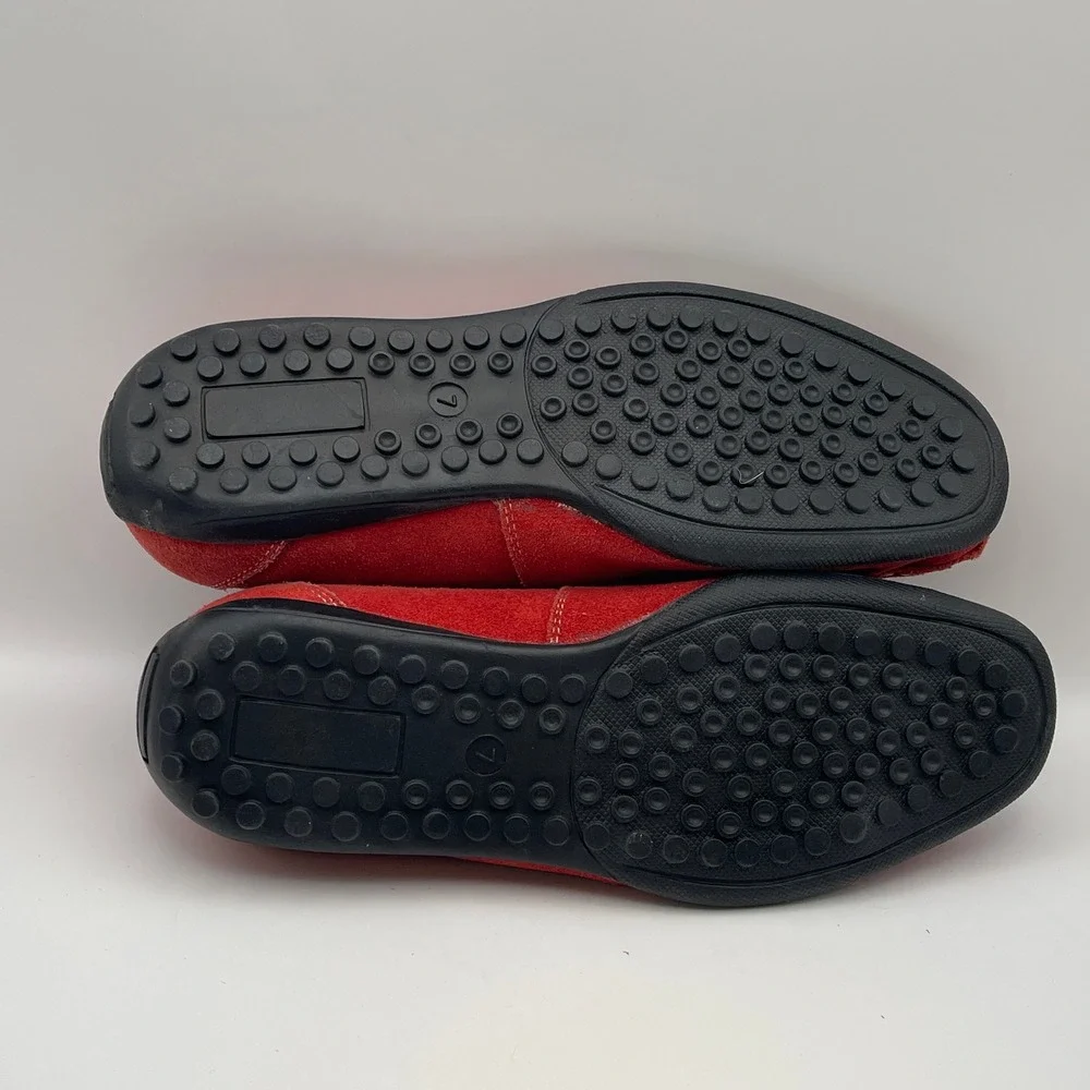 Scandia Woods Red Suede‎ Loafer Driving Moccasin Shoes Men Size 7 Wide EUC